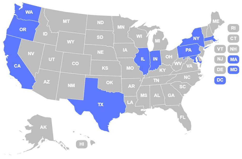 map of Astound Broadband locations