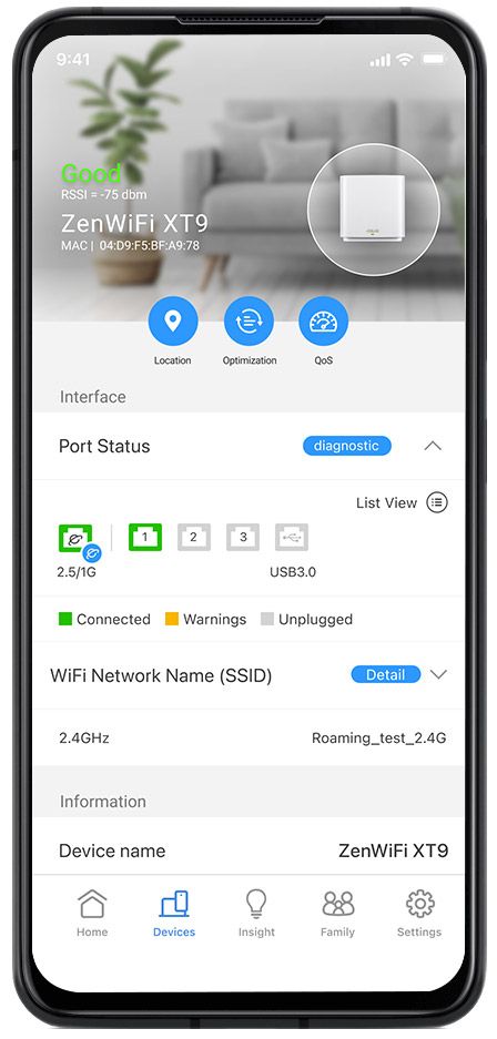 screenshot of the ASUS app