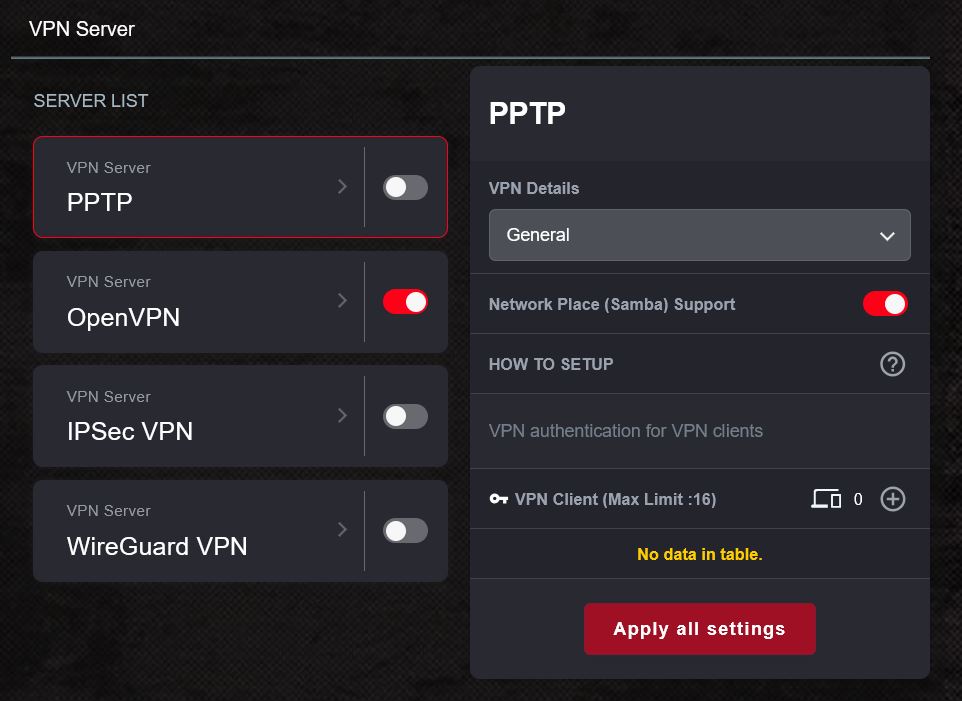 ASUS RT-BE88U VPN settings