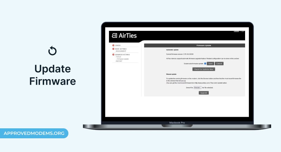 Update Firmware of Airties Extender