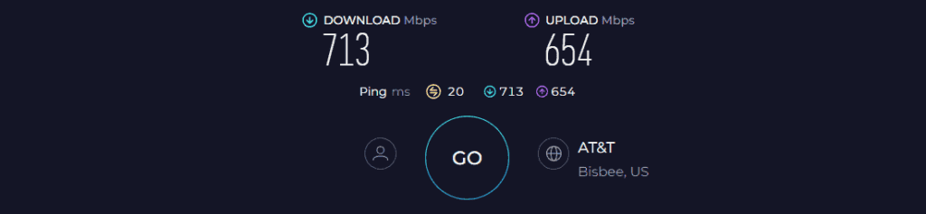 AT&T Fiber Speed Test 1