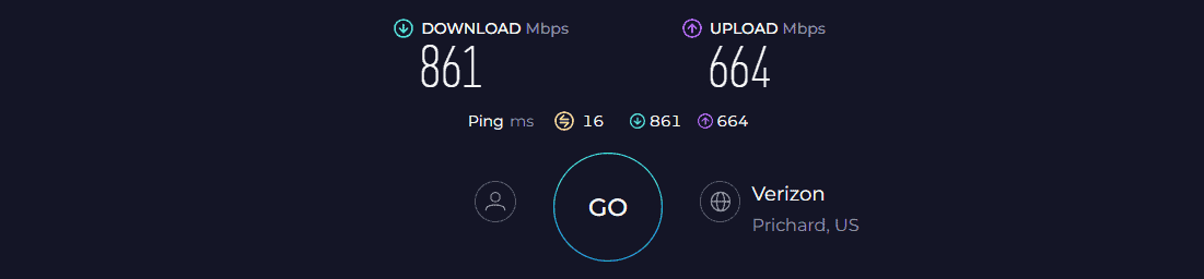 Verizon FiOS CR1000A Speed Test