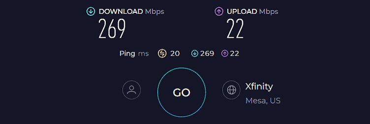 Linksys CG7500 Speed Test