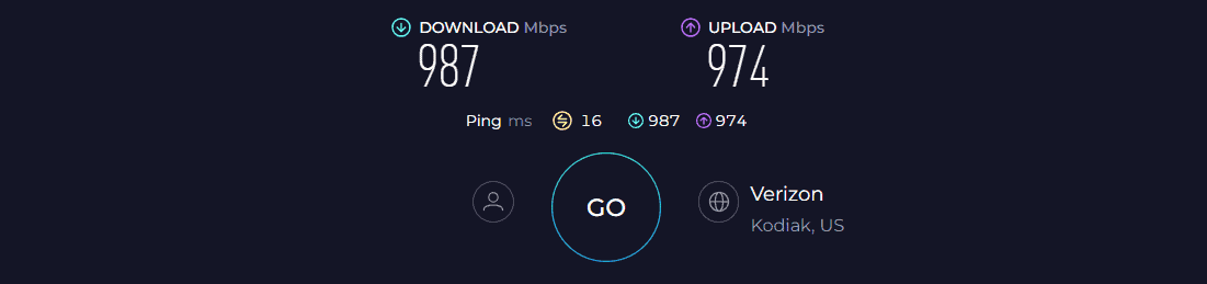 Verizon FiOS CR1000A Speed Test