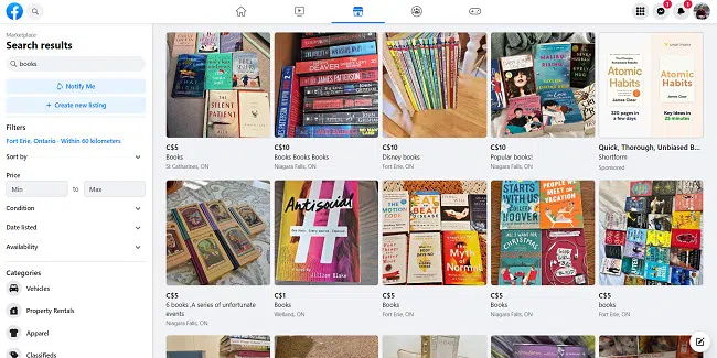 sell books on Facebook Marketplace