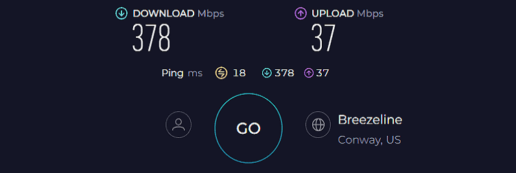 Motorola MB7621 Speed Test