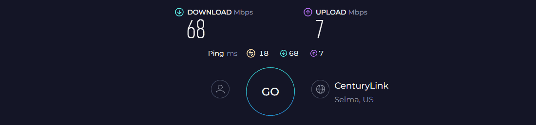 CenturyLink C3000A Speed Test