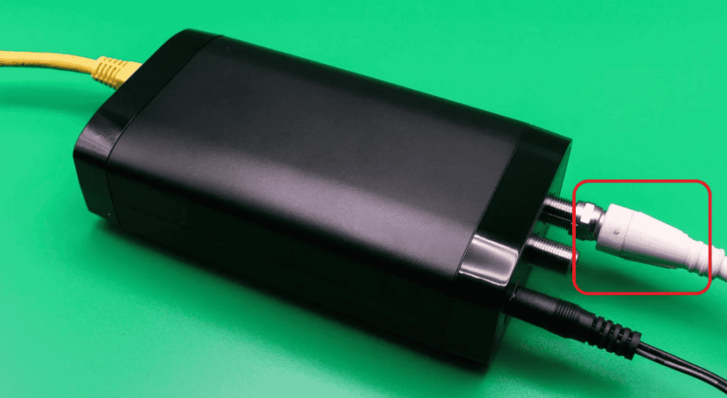 Plug in coaxial cable to MoCA adapter