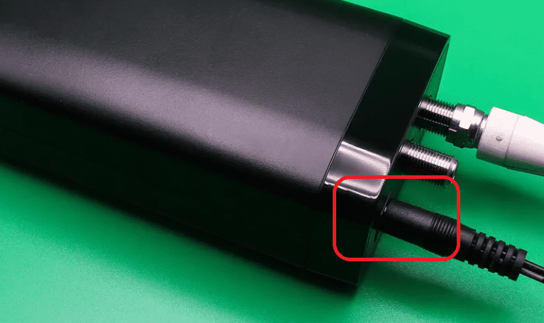 Plug the power cable into the power I:O