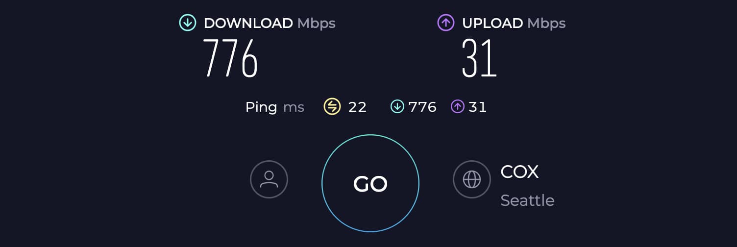 ARRIS CM8200A Speed with COX