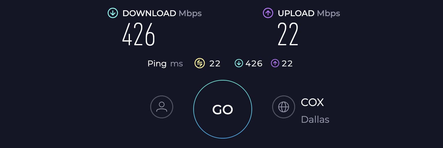 Hitron CODA Speed Test with COX