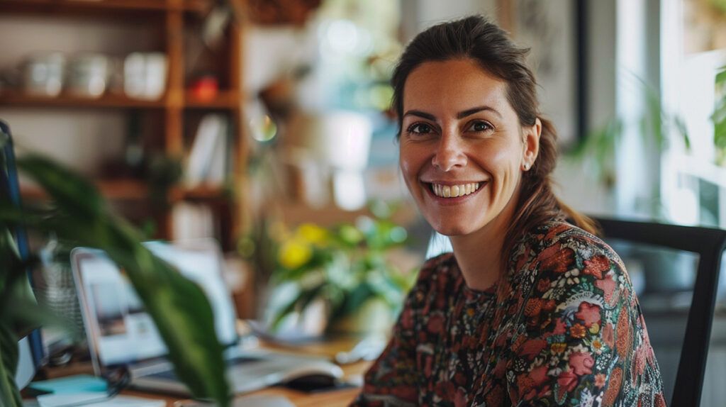 photo a happy woman with a cash advance from Dave