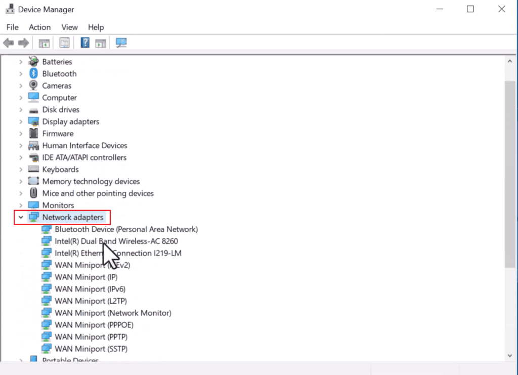 Click on Network Adapter