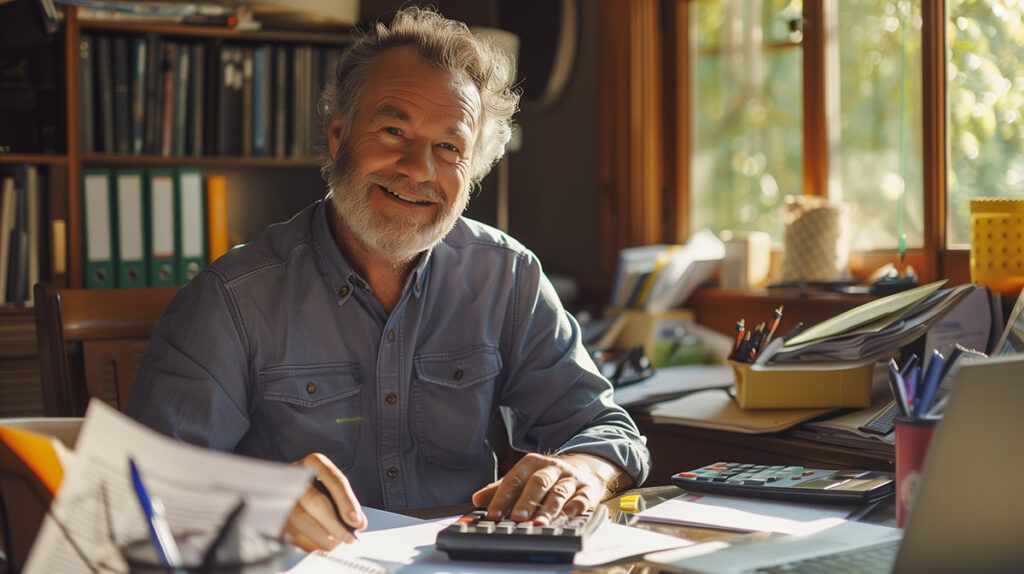 photo of a man at his desk using the goal-based budgeting method