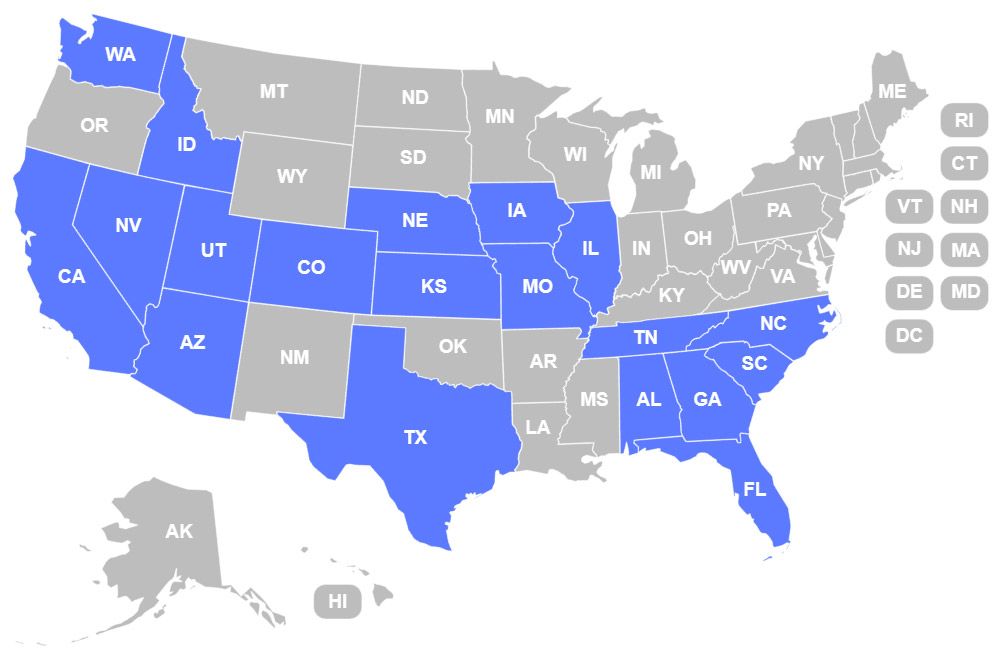 map of Google Fiber locations