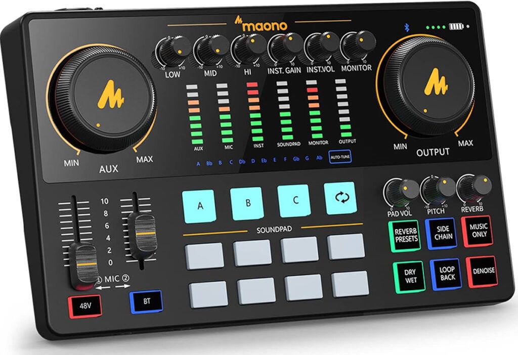 photo of a microphone mixer