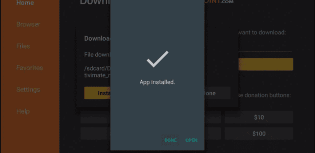 screenshot showing app was successfully installed