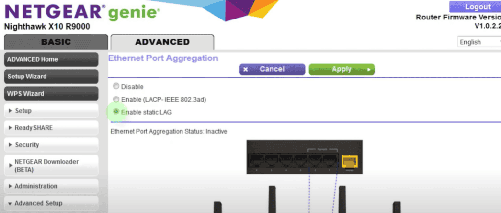 Set up a Link Aggregation Group by merging the selected ports