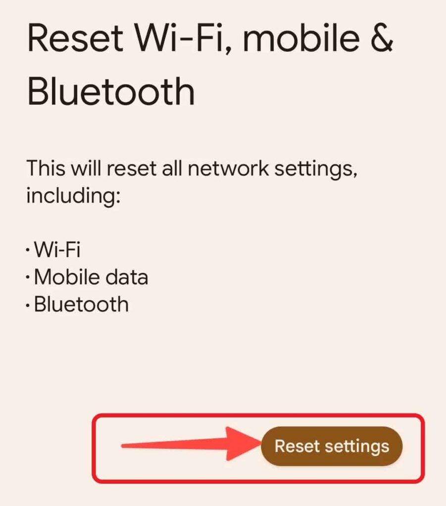 Click reset settings