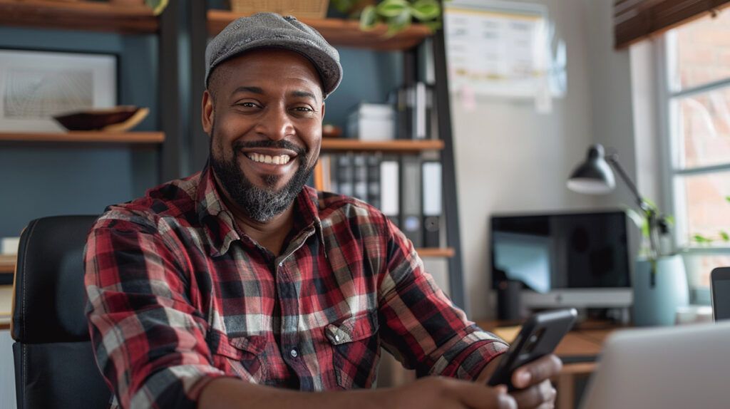 photo of a smiling man getting a cash advance from MoneyLion