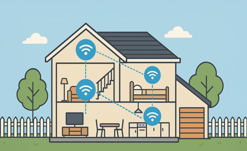 illustration of a house with Wi-Fi