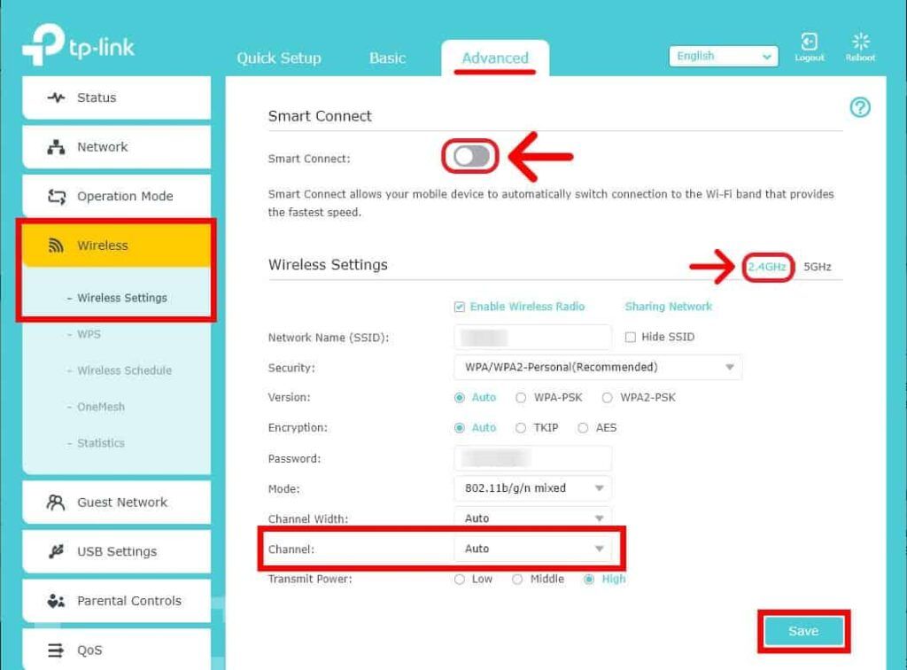Change the Wi-Fi channel from Auto on the 2.4GHz or 5GHz.