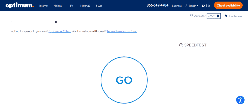 Optimum Network Speed Test
