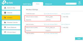 SSID and Password listed for available bands