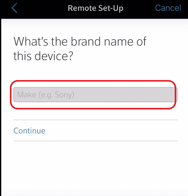 Enter the TV brand and click continue