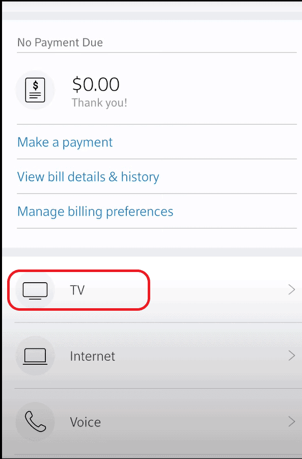 On the home page, scroll down and choose TV