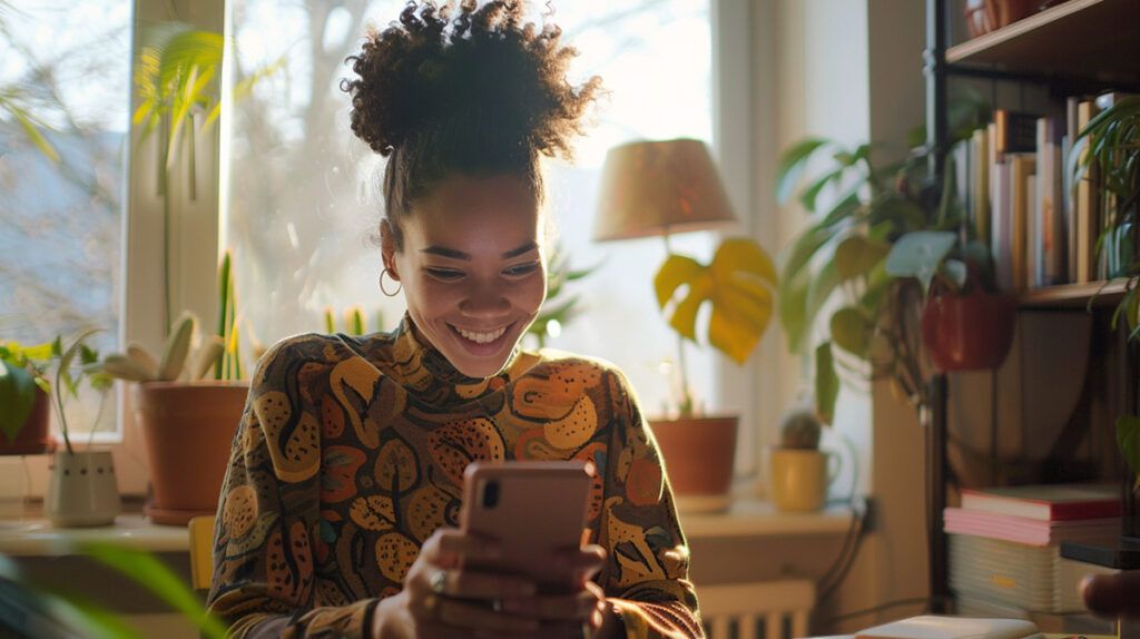 photo of a woman using the PocketGuard budgeting app