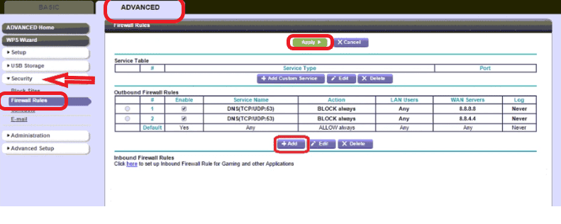 Choose firewall rules