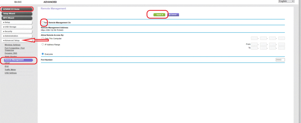 Click Apply and save the settings