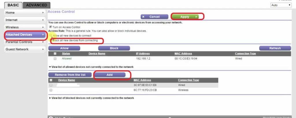 Ensure the check box for blocking all new devices