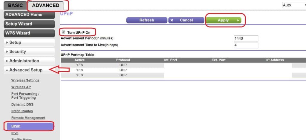 Uncheck the Turn UPnP ON