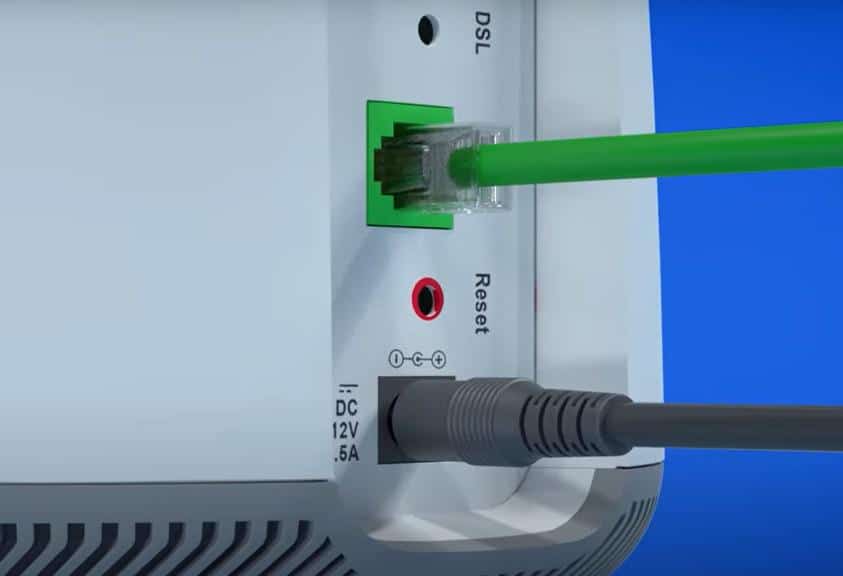 Plug the cable into DSL port of the device