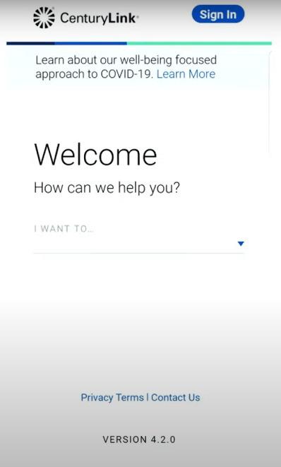 Welcome page Century Link