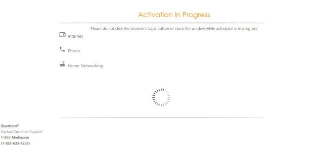 Mediacom activation in progress