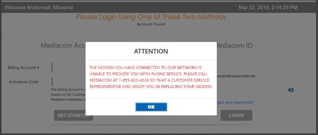 Warning message for no voice bundle