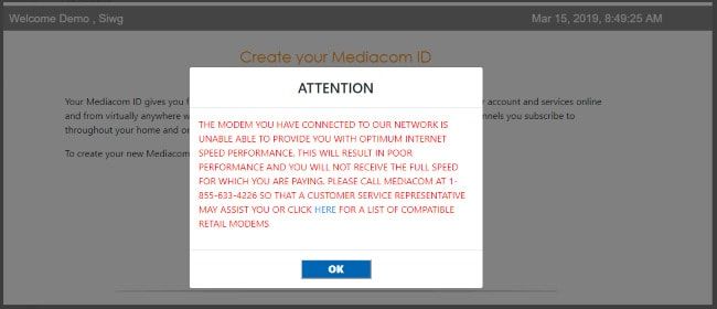 Warning message speed incompatiblity