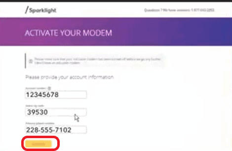 Sparklight Activation Page
