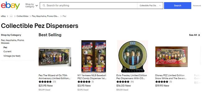 eBay sell Pez dispensers