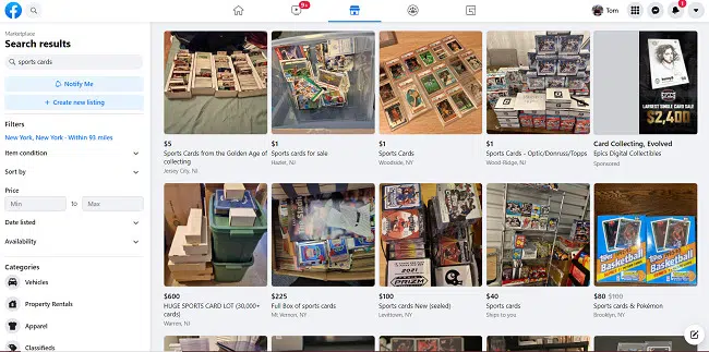 Sports-cards-Facebook-Marketplace
