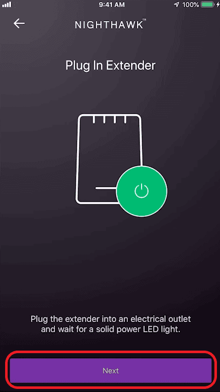 Click on next when power LED turns solid green