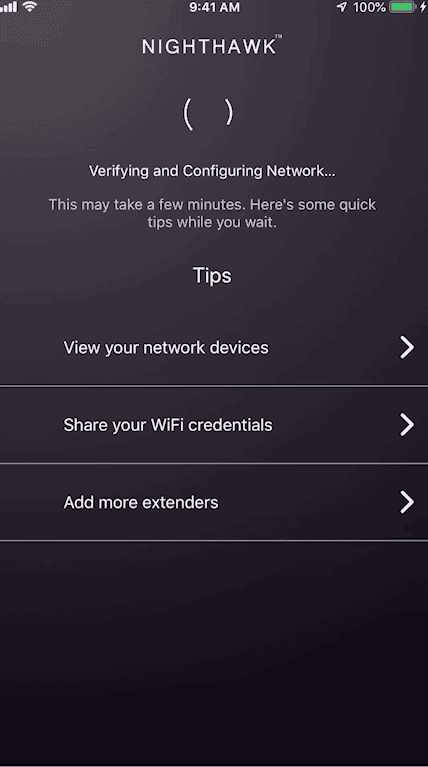The application will verify the details and configure the network