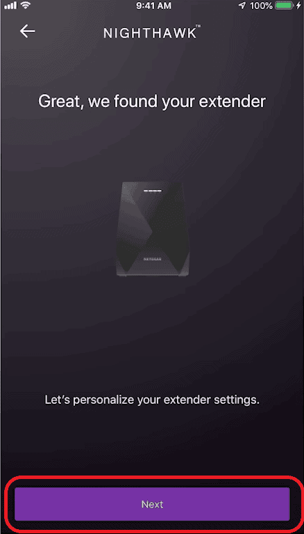 To proceed Click next after extender is detected