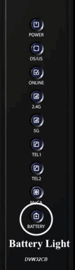 Battery Light on Spectrum Modem