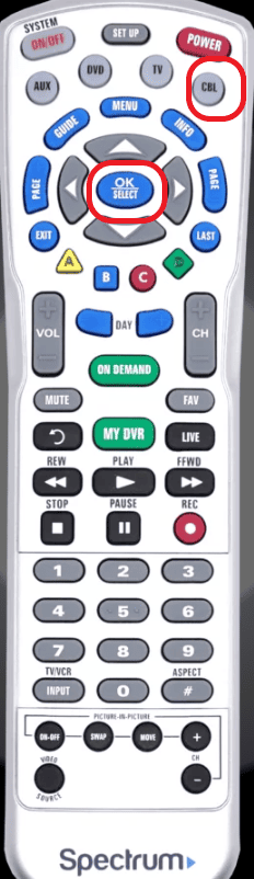 Press and hold the OK and CBL button