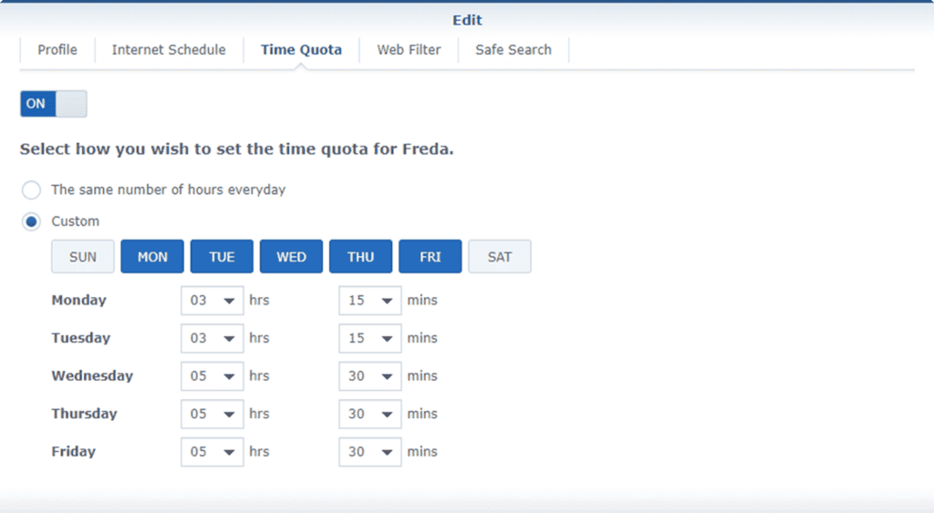 Schedule Access Feature of Synology
