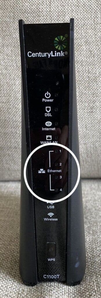 Ethernet Light on Technicolor Modem